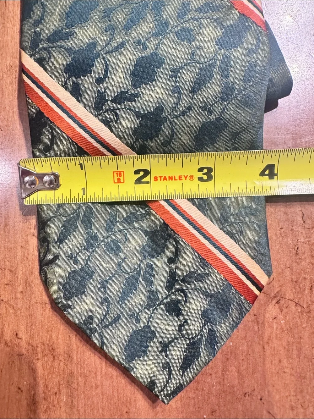 2 vintage Wembley ties.  Green Marbled Men's Tie with Cream and Rust Stripe